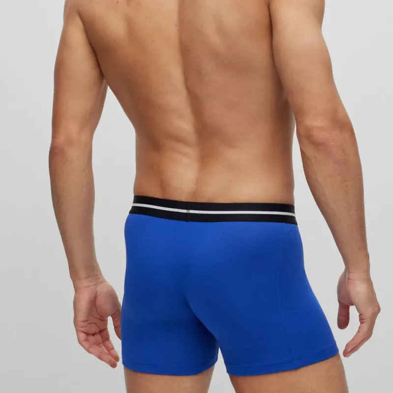HUGO BOSS Three Pack Of Stretch Cotton Boxer Briefs With Logos Underpants Men's 3 Pack-5