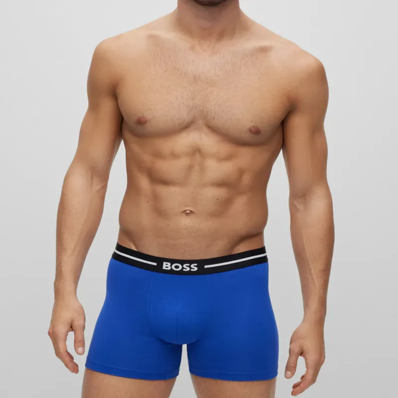 HUGO BOSS Three Pack Of Stretch Cotton Boxer Briefs With Logos Underpants Men's 3 Pack-1