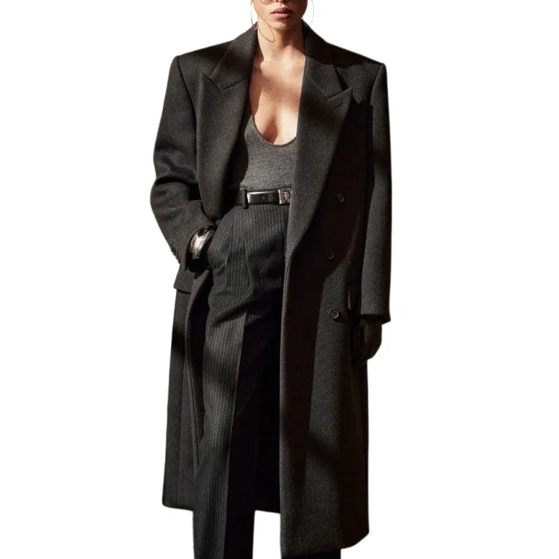 SAINT LAURENT Double Breasted Long Sleeved Coat-2
