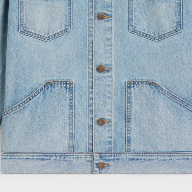 CELINE Trucker Jacket In Blue Eclipse Wash Denim-3