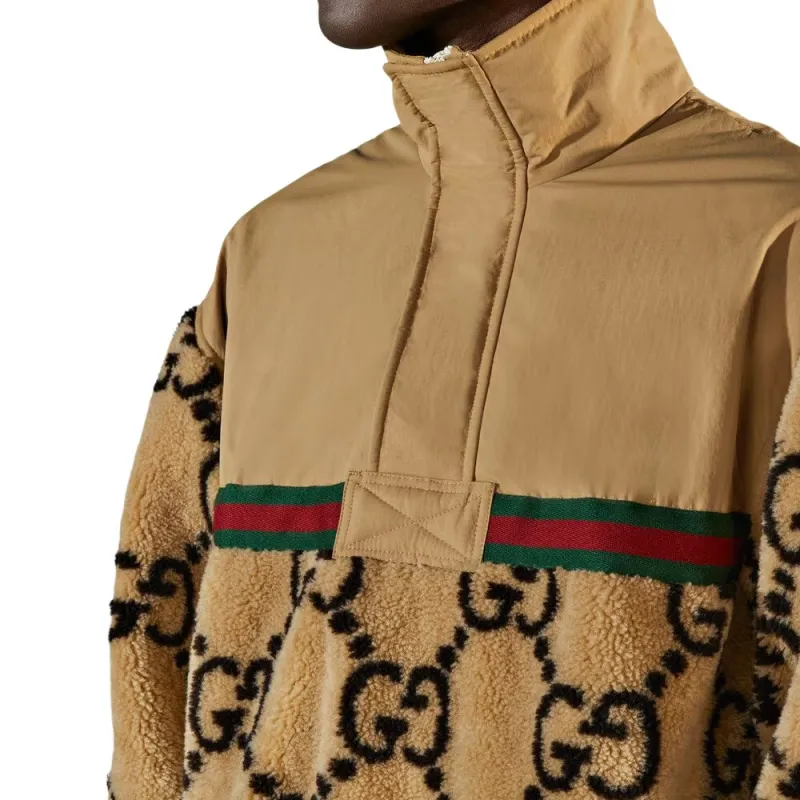 GUCCI Gg Jacquard Oversized Half Zip Wool Jacket-4