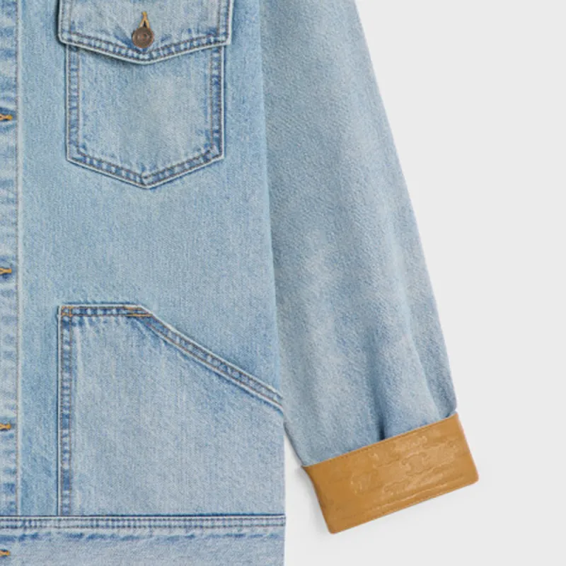 CELINE Trucker Jacket In Blue Eclipse Wash Denim-5