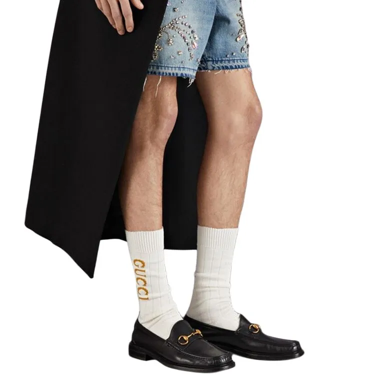GUCCI Knee High Socks Men's 1 Pack Ecru-1