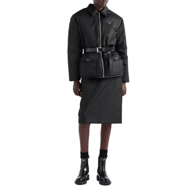 PRADA Logo Plaque Belt Detailed Jacket-2