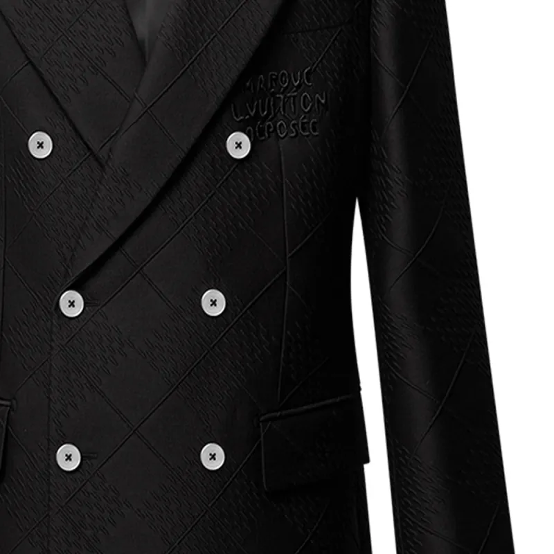 LOUIS VUITTON Double Breasted Wool Silk Blend Tailored Jacket-6