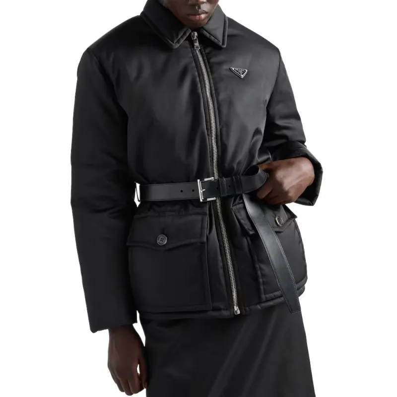PRADA Logo Plaque Belt Detailed Jacket-3