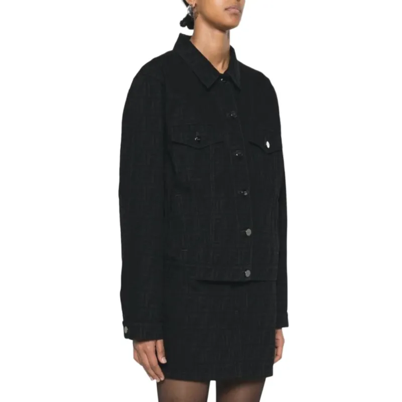 FENDI Logo Detailed Denim Jacket-3