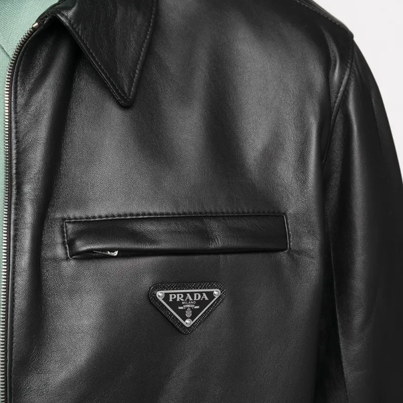 PRADA Leather Jackets Men Black-1