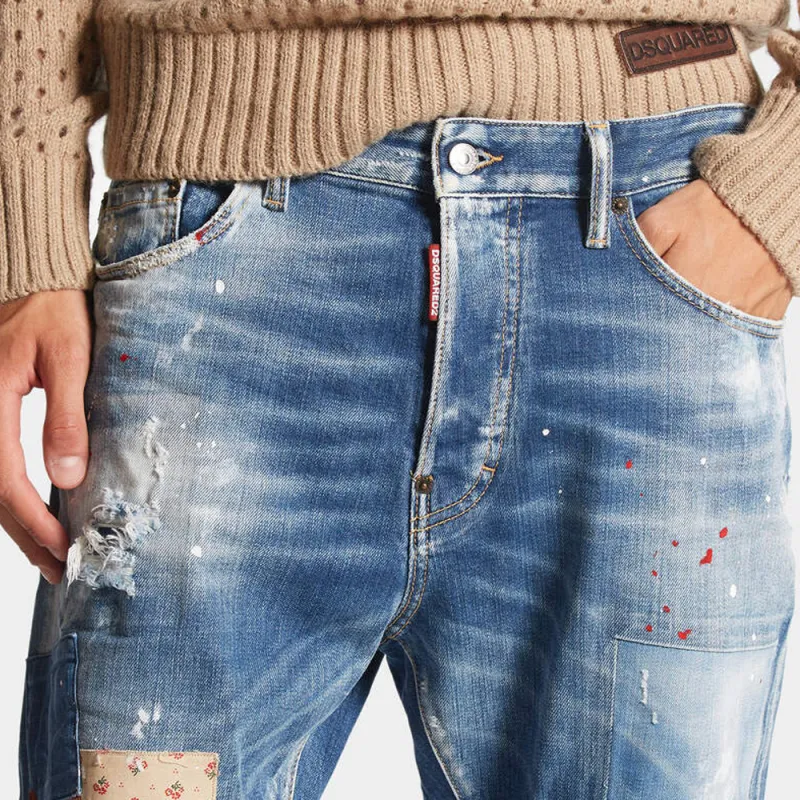 DSQUARED 2 Patchwork detailing Distressed Jeans-5