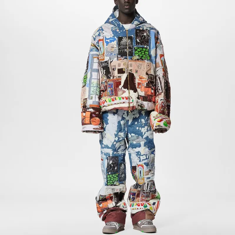 LOUIS VUITTON Made To Order Patchworked Oversized Hooded Blouson-1