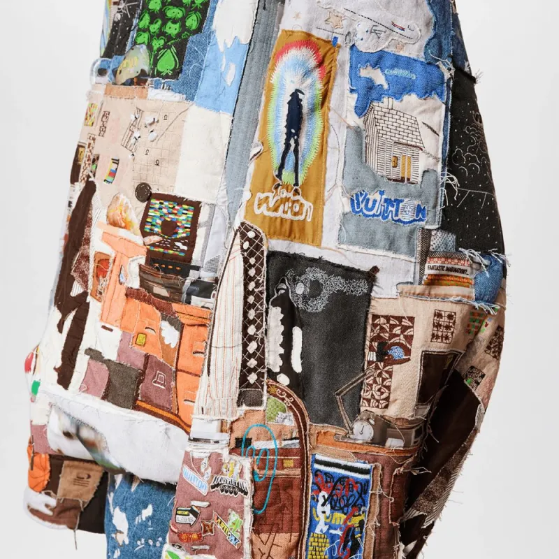 LOUIS VUITTON Made To Order Patchworked Oversized Hooded Blouson-3