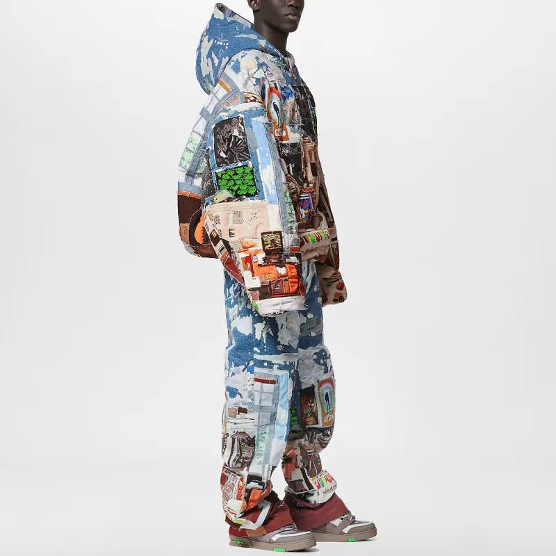 LOUIS VUITTON Made To Order Patchworked Oversized Hooded Blouson-2
