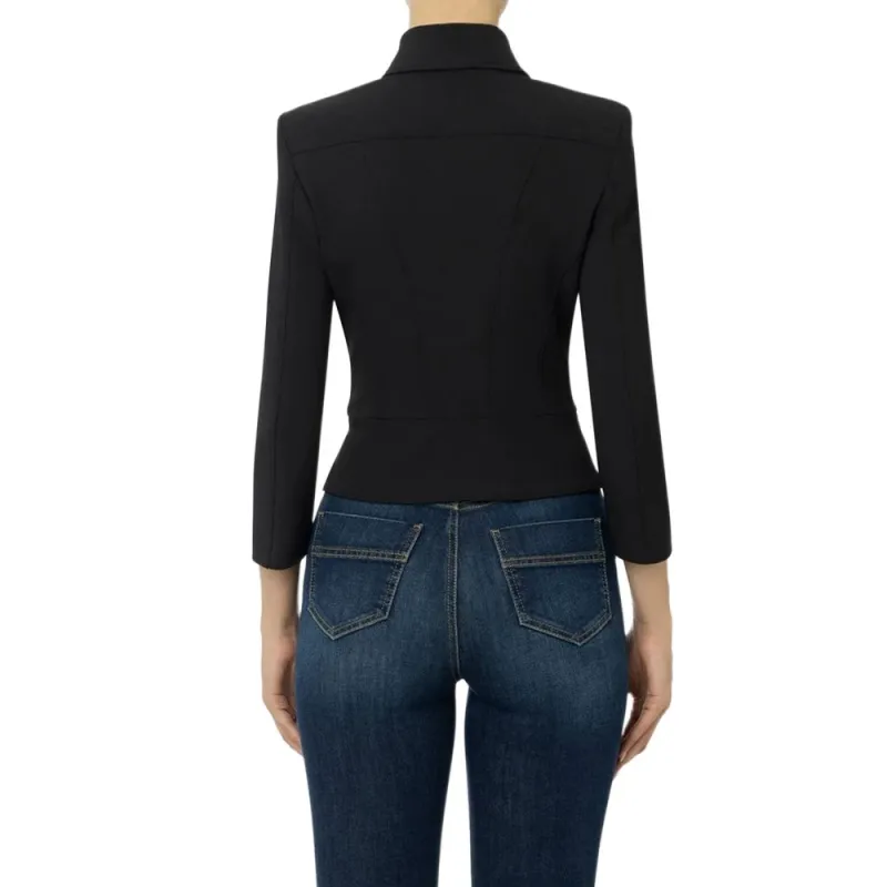Elisabetta Franchi Peplum Zip Detailed Stretch Crepe Jacket-3