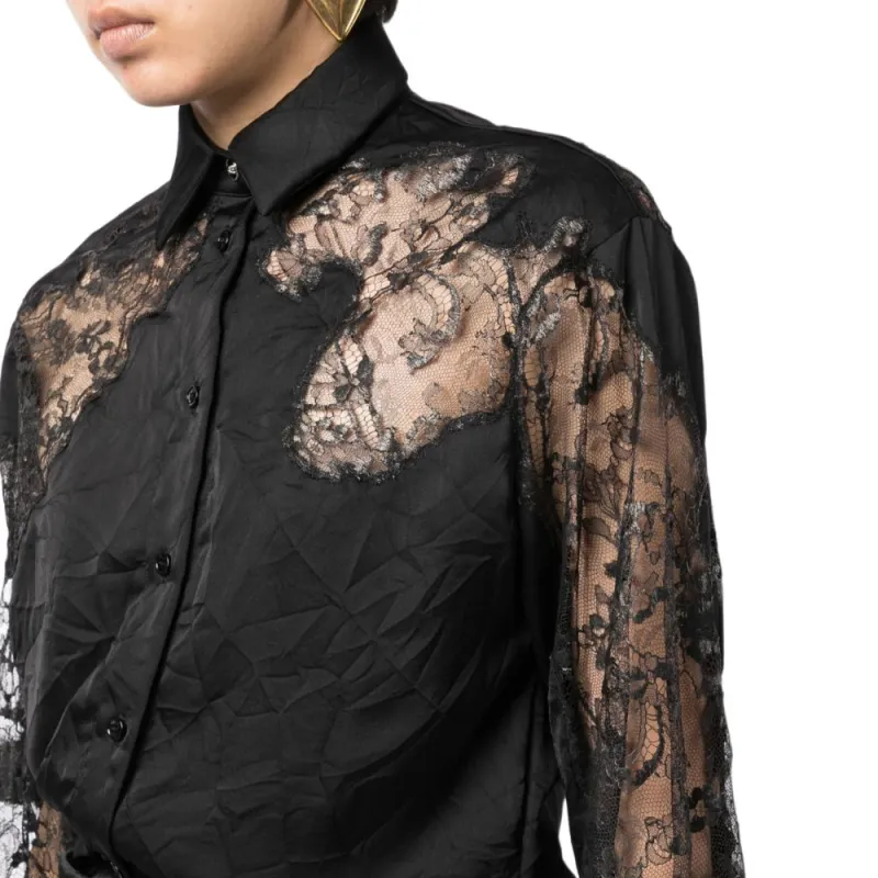 VERSACE Lace Detailed Buttoned Shirt-4
