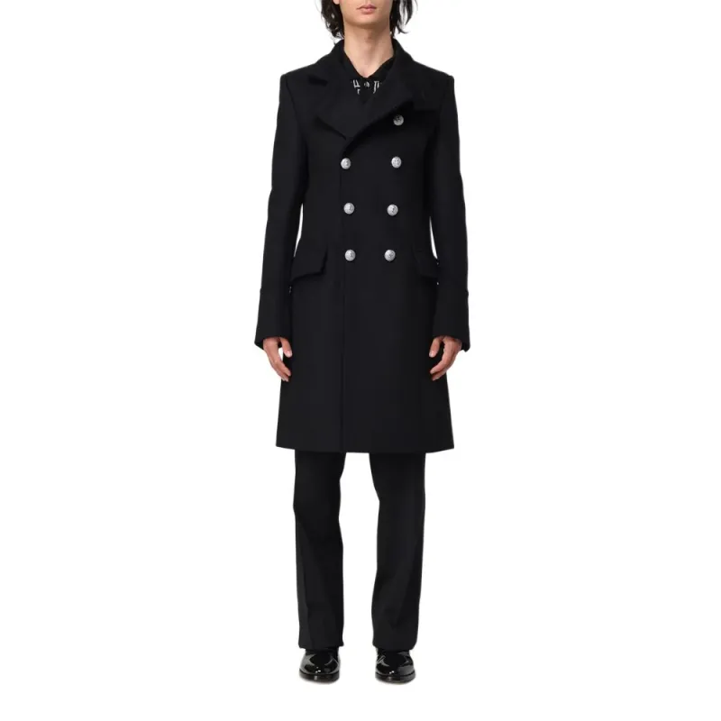 BALMAIN Double Breasted Long Coat-3