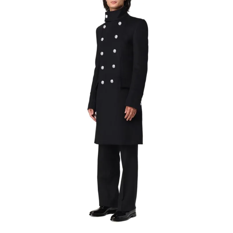BALMAIN Double Breasted Long Coat-5