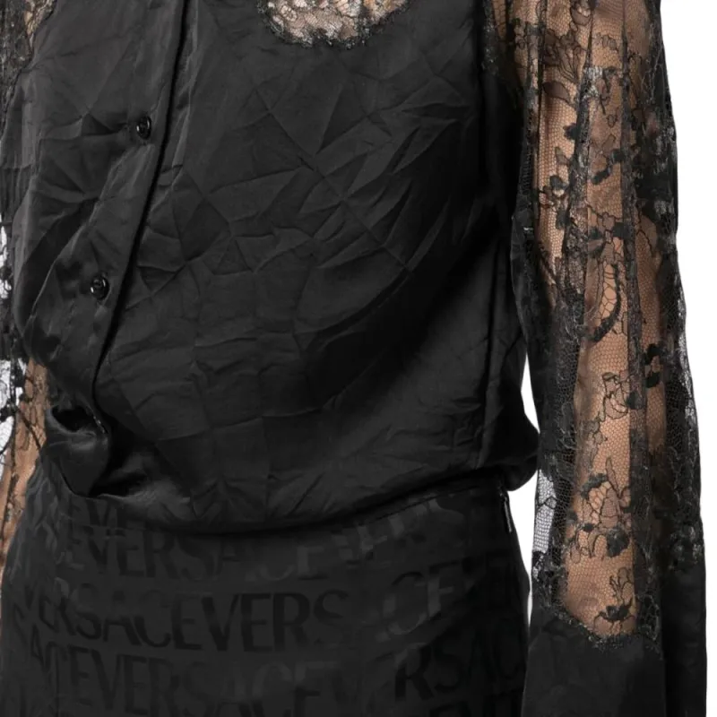 VERSACE Lace Detailed Buttoned Shirt-5