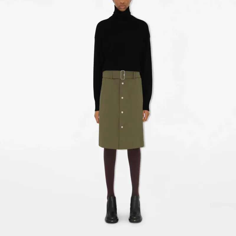 Burberry Long Canvas Trench Skirt Khaki-1