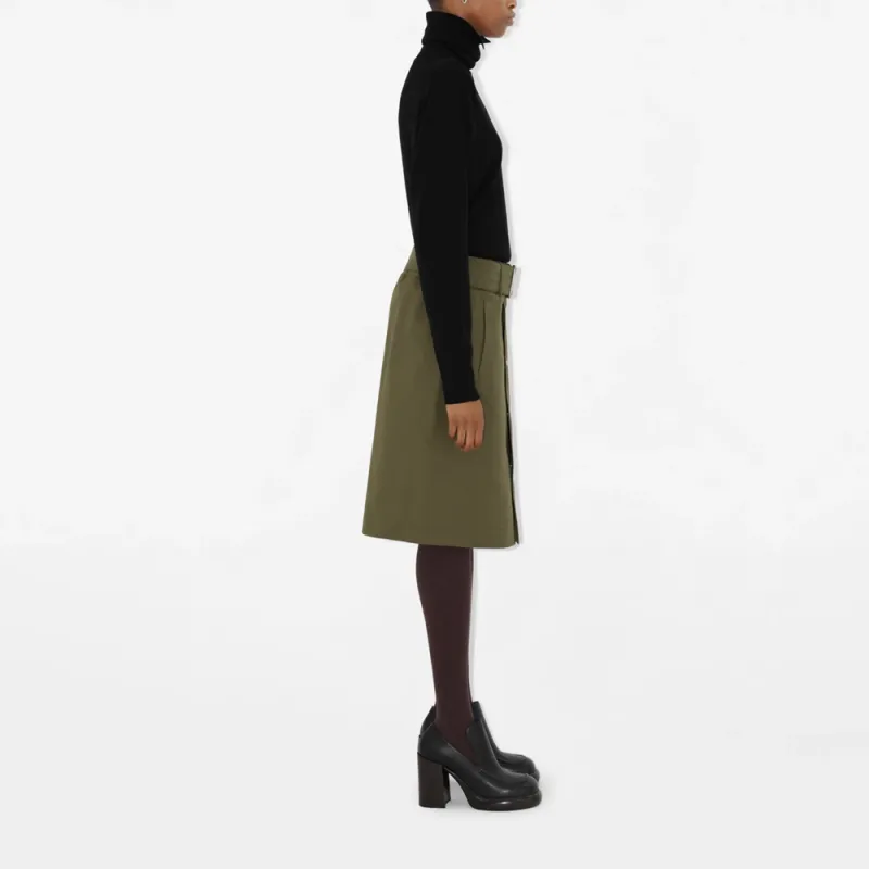 Burberry Long Canvas Trench Skirt Khaki-3