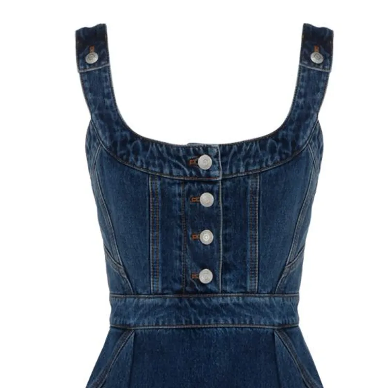 Alexander McQueen SS22 Sleeveless Dress Women's Blue-4