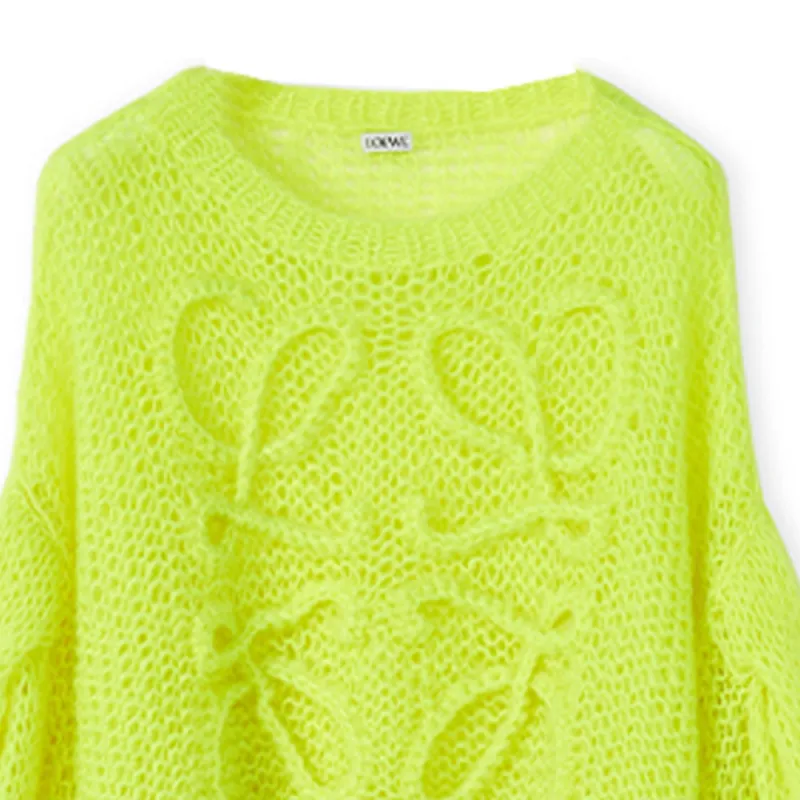 LOEWE Anagram Mohair Sweater 'Neon Yellow'-4