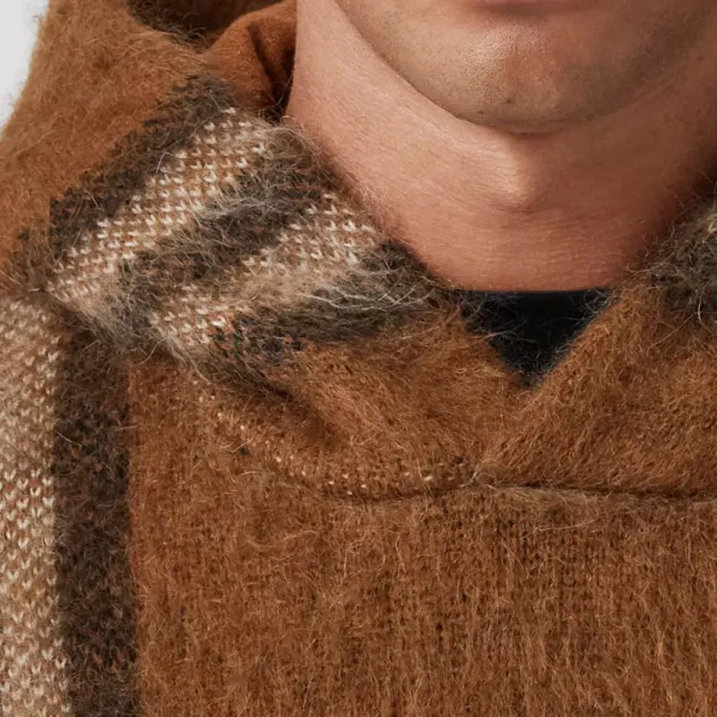Burberry Exaggerated Check Wool Mohair Blend Hoodie-4
