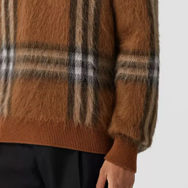 Burberry Exaggerated Check Wool Mohair Blend Hoodie-5