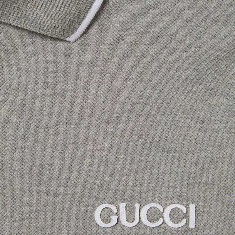 GUCCI Logo Embroidered Short Sleeve Polo Shirt-3