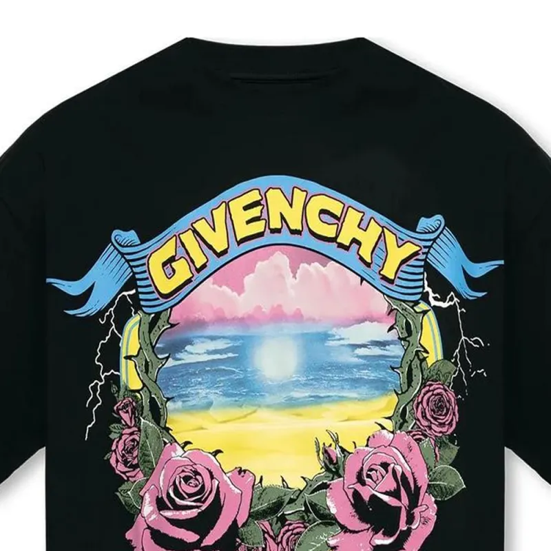 Givenchy Logo Printed Crewneck T Shirt 'Black'-5