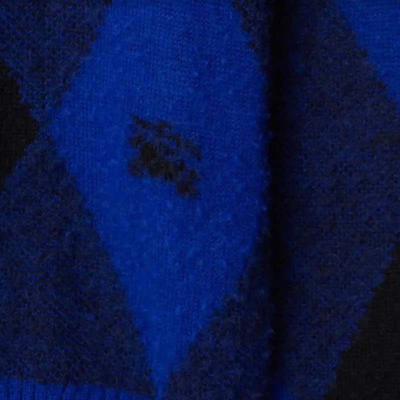 Burberry Argyle Wool Sweater Knitwear Men's Blue-5