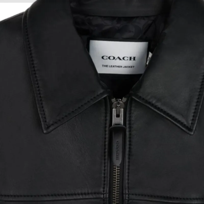 COACH FW24 Leather Jacket Men's Black-4