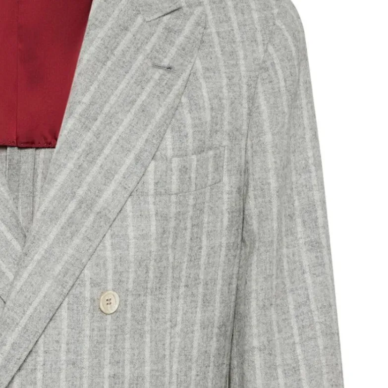 Brunello Cucinelli Double Breasted Striped Blazer-3