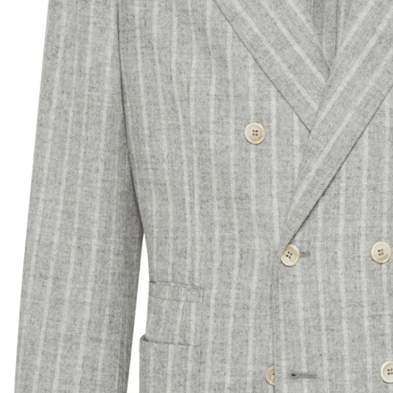 Brunello Cucinelli Double Breasted Striped Blazer-2