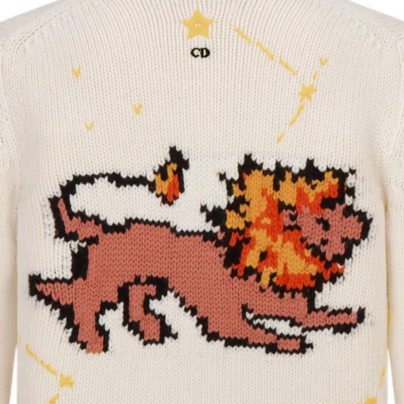 DIOR Lion-intarsia Knitted Cardigan-4