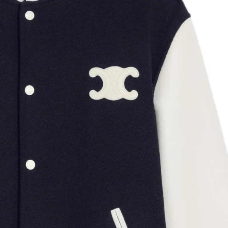 CELINE Teddy Varsity Jacket In Textured Wool-4
