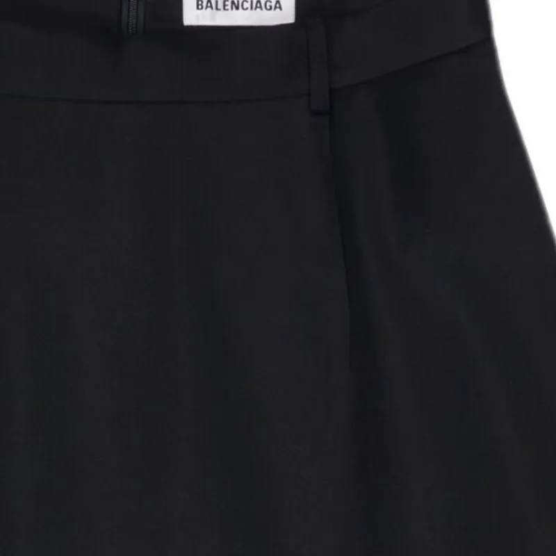 Balenciaga Women's Virgin Wool Twill Large Fit Mini Skirt Black-3