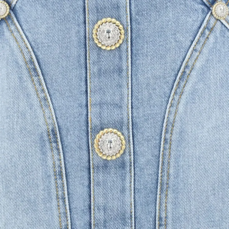 BALMAIN Buttoned Denim Skirt-6