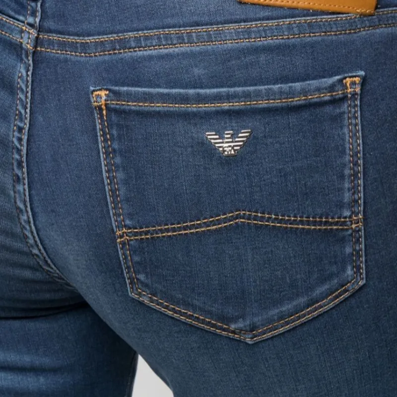 EMPORIO ARMANI SS21 Denim Trousers Women's Blue-4