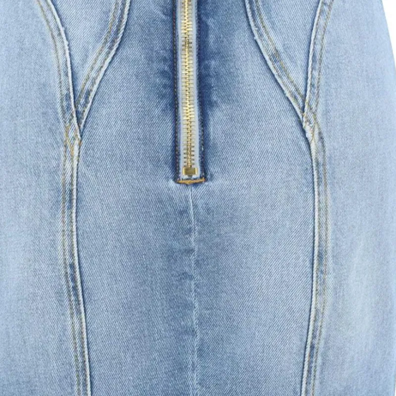 BALMAIN Buttoned Denim Skirt-9