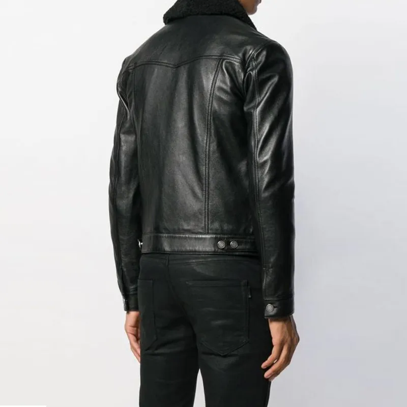 SAINT LAURENT Button up Leather Jacket-5