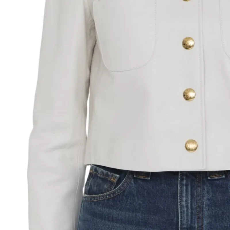 CELINE SS24 Leather Jacket Women's White-4