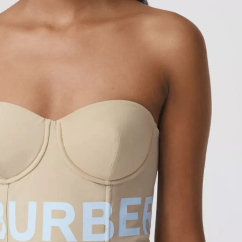 Burberry Horseferry Long Sleeved Dresses Women's Soft Yellow Umber-5
