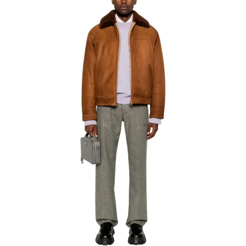 PRADA Leather Jacket Men's Brown-1