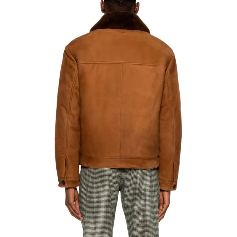PRADA Leather Jacket Men's Brown-2