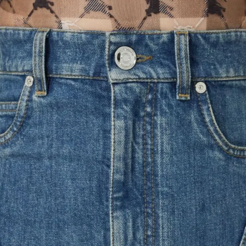 Burberry Denim Long Skirts Women's Blue-4