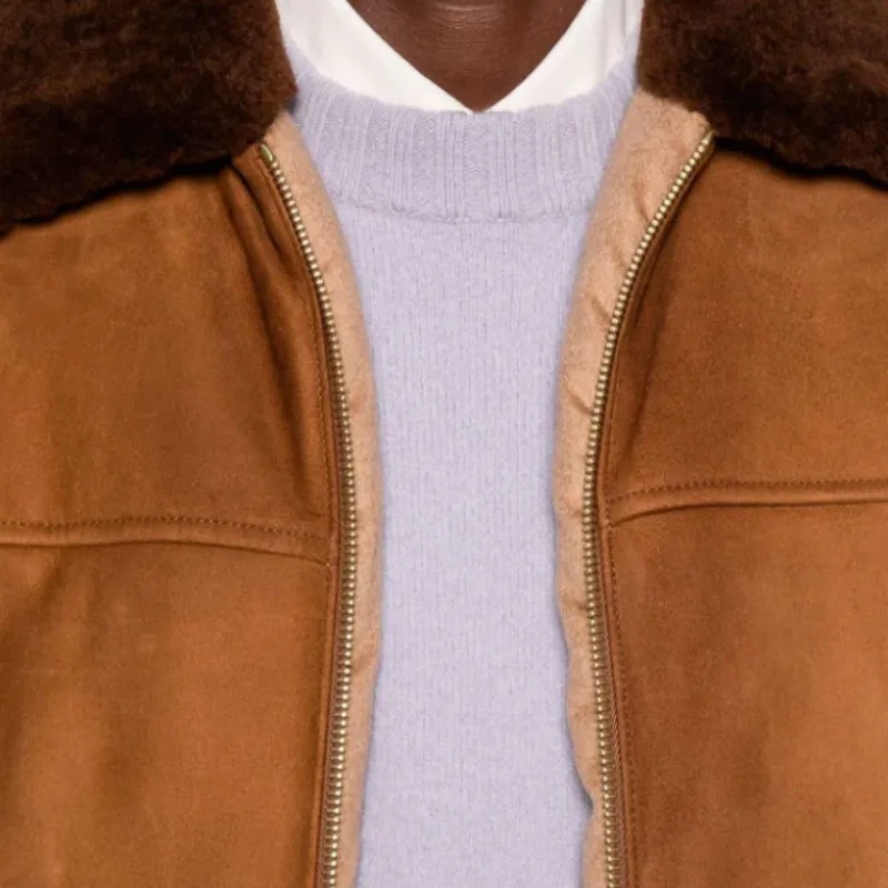 PRADA Leather Jacket Men's Brown-4