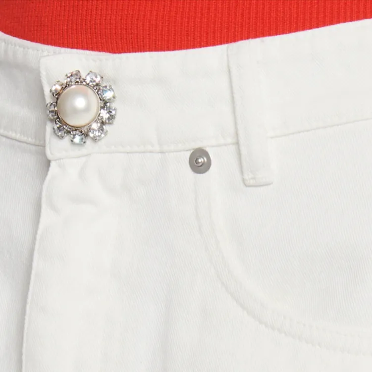 MIU MIU Denim Short Skirts Women's White-4