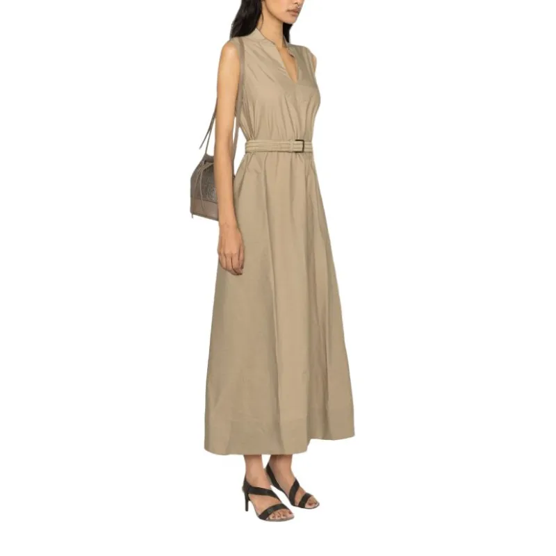 Brunello Cucinelli Beaded Trim V Neck Tunic Dress-3
