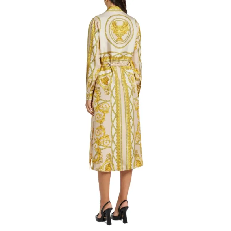 VERSACE Barocco Printed Long Sleeved Midi Dress-2