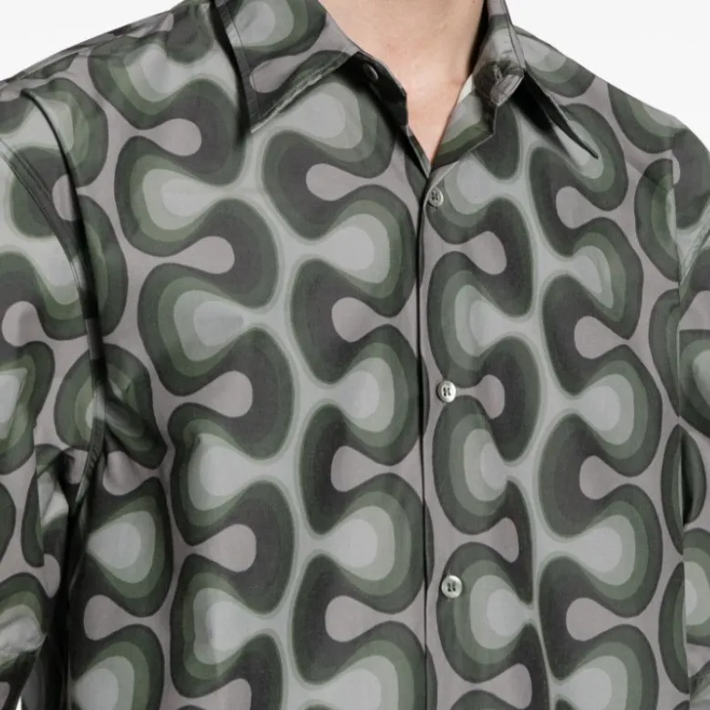 DRIES VAN NOTEN Short Sleeved Geometric Printed Shirt-4